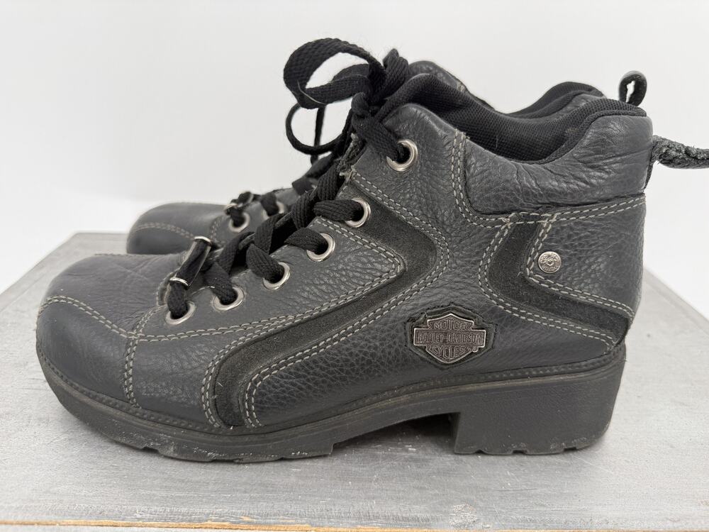 Harley-Davidson Tyler Women's Black Leather Lace-Up Low-Top Chukka Moto Boots 9